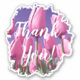 Roze tulpen Dank je wel. Sticker