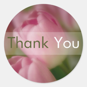 Roze tulpen ・ Dank u wel Ronde Sticker