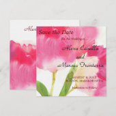 Roze tulpen die de datumkaart opslaan save the date (Voorkant / Achterkant)