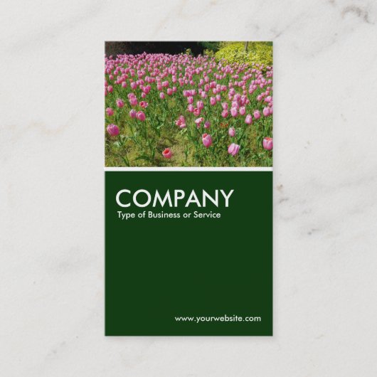 Roze tulpen - Donkergroen Visitekaartje (Voorkant)