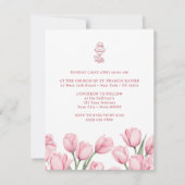Roze Tulpen Eerste Heilige Communie Uitnodiging (Achterkant)