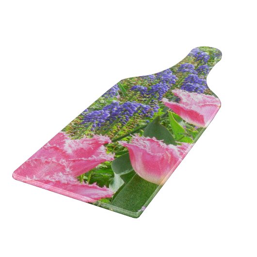 "ROZE TULPEN EN DRUIF HYACINTEN GLAS SNIJPLANK (Hoek)