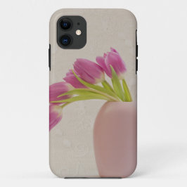 Roze tulpen en kant iPhone 11 hoesje