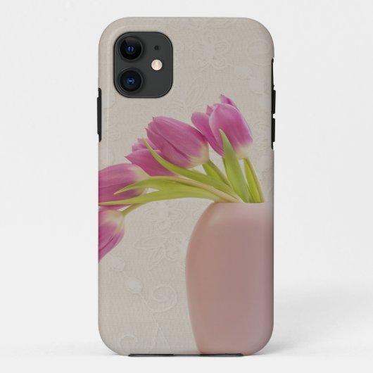 Roze tulpen en kant Case-Mate iPhone case (Achterkant)
