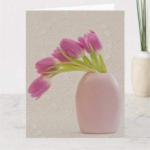 Roze tulpen en kant-en-Wenskaart Kaart