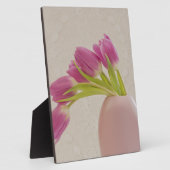 Roze tulpen en kant fotoplaat (Zijkant)