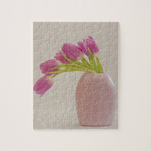 Roze tulpen en kant legpuzzel (Verticaal)