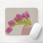 Roze tulpen en kant muismat (Met muis)