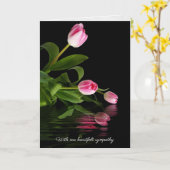 roze tulpen en waterreflectie kaart (Gele Bloem)