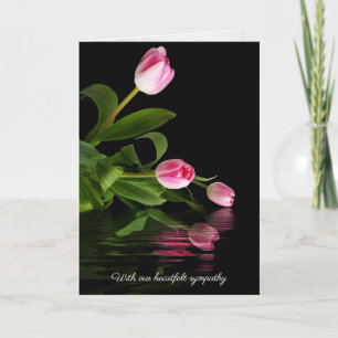 roze tulpen en waterreflectie kaart