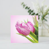 Roze tulpen feestdagenkaart (Staand voorkant)