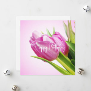 Roze tulpen feestdagenkaart