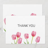 Roze Tulpen Flat Hartelijk dank Feestdagenkaart (Voorkant / Achterkant)
