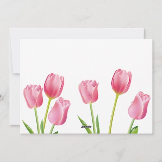 Roze Tulpen Flat Hartelijk dank Feestdagenkaart (Achterkant)