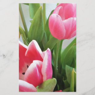 Roze tulpen, Floral Spring Bouquet, Flowers Briefpapier