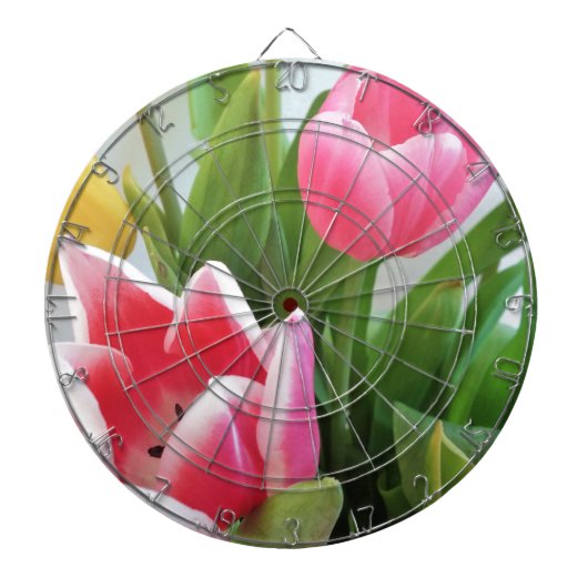 Roze tulpen, Floral Spring Bouquet, Flowers Dartbord (Voorkant)