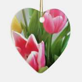 Roze tulpen, Floral Spring Bouquet, Flowers Keramisch Ornament (Rechts)