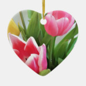 Roze tulpen, Floral Spring Bouquet, Flowers Keramisch Ornament (Voorkant)