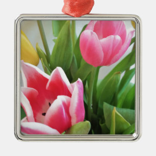 Roze tulpen, Floral Spring Bouquet, Flowers Metalen Ornament