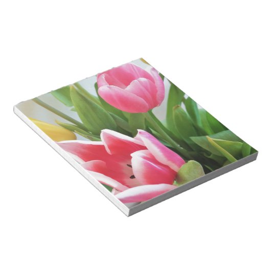 Roze tulpen, Floral Spring Bouquet, Flowers Notitieblok (Schuin)