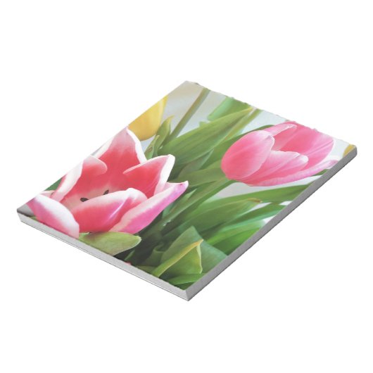 Roze tulpen, Floral Spring Bouquet, Flowers Notitieblok (Linkerzijde)