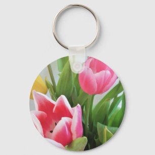 Roze tulpen, Floral Spring Bouquet, Flowers Sleutelhanger