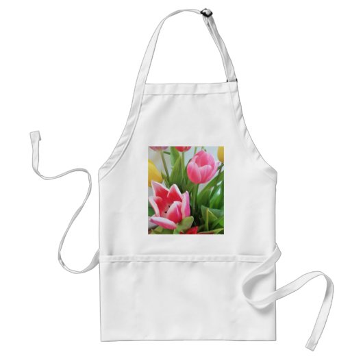 Roze tulpen, Floral Spring Bouquet, Flowers Standaard Schort (Voorkant)