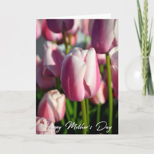 Roze tulpen Foto Moederdag Kaart (Voorkant)