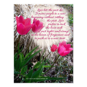 Roze Tulpen Fotoprint met Quote Foto Afdruk