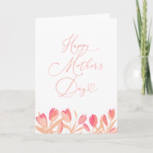 Roze Tulpen Gelukkige Moeders Dag Feestdagen Kaart (Voorkant)
