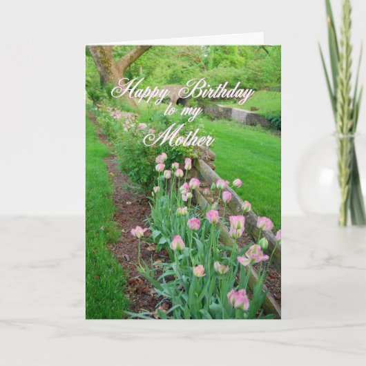 Roze Tulpen Gelukkige Verjaardag Moeder Kaart (Voorkant)