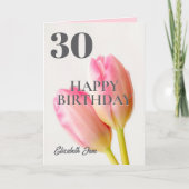 Roze Tulpen Gepersonaliseerd 30 Happy Birthday Kaart (Voorkant)