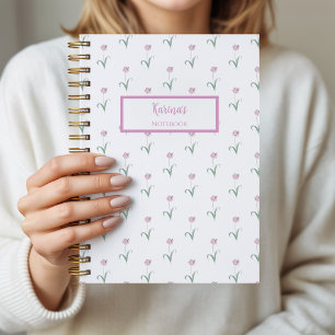 Roze tulpen gepersonaliseerd journaal notitieboek