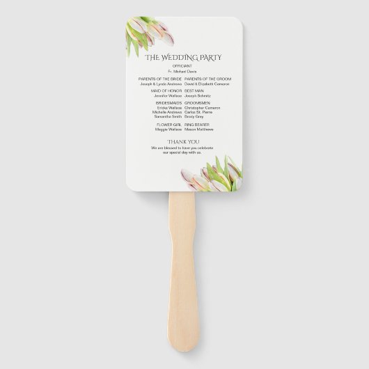 Roze Tulpen Gepersonaliseerd Programma Tuin Bruilo Handwaaier (Achterkant)