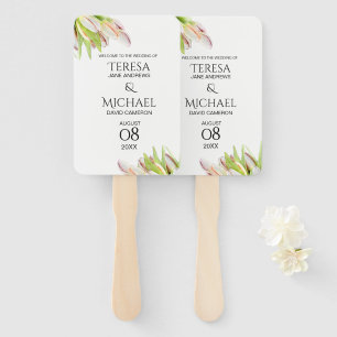 Roze Tulpen Gepersonaliseerde Tuin Bruiloft Handwaaier