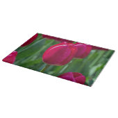 Roze tulpen glas snijplank (Hoek)
