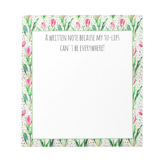 Roze tulpen- grappig wordplay notitieblok (Voorkant)