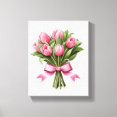 Roze Tulpen Groen Bloemen Canvas Afdruk (Voorkant)