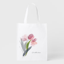 Roze tulpen Groene bladeren Witte Jouw naam