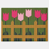 Roze Tulpen Groene Tuin Artisan Haakprint Magneet (Voorkant)