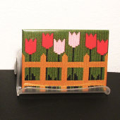 Roze Tulpen Groene Tuin Artisan Haakprint Magneet