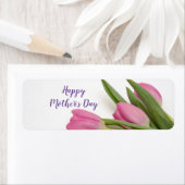Roze Tulpen Happy Moederdag Etiket (Insitu)