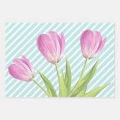  roze tulpen Happy Spring Elegant Floral art Inpakpapier Vel (Voorkant 2)