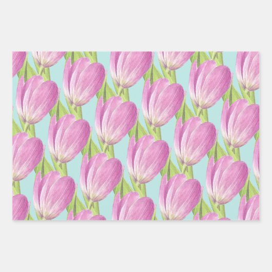  roze tulpen Happy Spring Elegant Floral art Inpakpapier Vel (Voorkant)