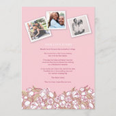 Roze tulpen hardeliefde ceremonie bruiloft programmakaart (Achterkant)