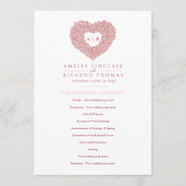 Roze tulpen hardeliefde ceremonie bruiloft programmakaart