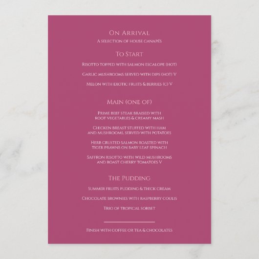 Roze tulpen hart met monogram bruiloft menu (Achterkant)