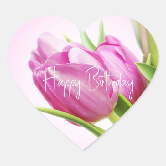 Roze tulpen hart sticker (Voorkant)