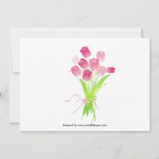 Roze Tulpen - Huwelijksuitnodiging Kaart (Achterkant)