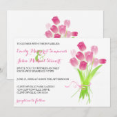 Roze Tulpen - Huwelijksuitnodiging Kaart (Voorkant / Achterkant)